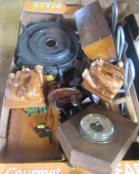 BOX OF VARIOUS WOODEN ITEMS Image