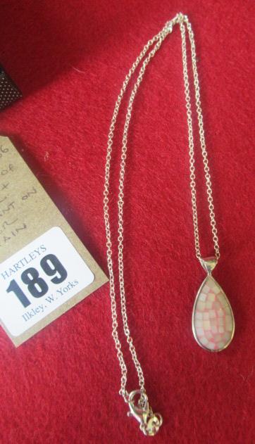 MOTHER OF PEARL AND SILVER PENDANT ON SILVER CHAIN Image