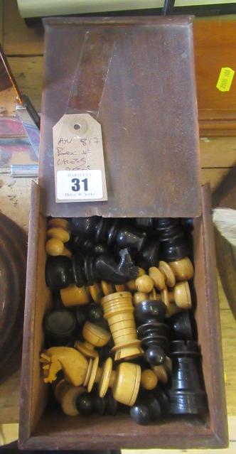 BOX OF CHESS PIECES Image