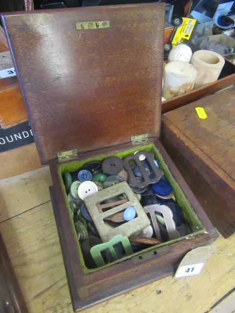 CARVED BOX OF BUTTONS Image