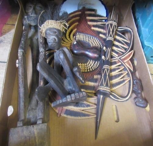 BOX OF TRIBAL CARVINGS Image