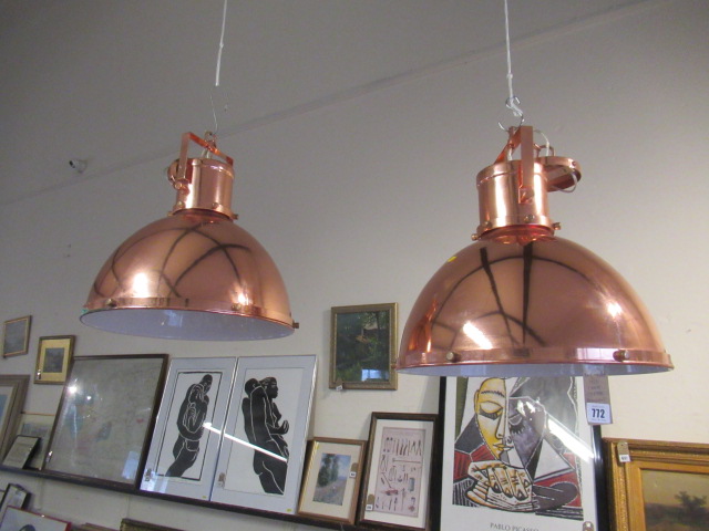 TWO LARGE COPPER PENDANT LIGHTS Image