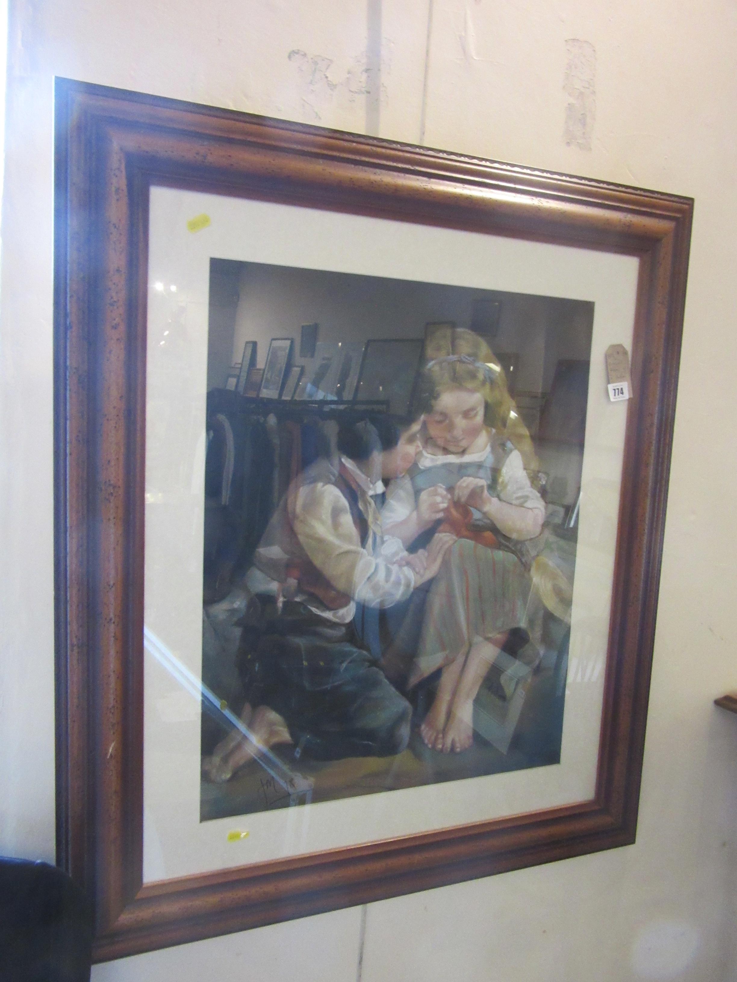ORIGINAL PASTEL OF TWO CHILDREN, SIGNED J M, DATED '98 Image