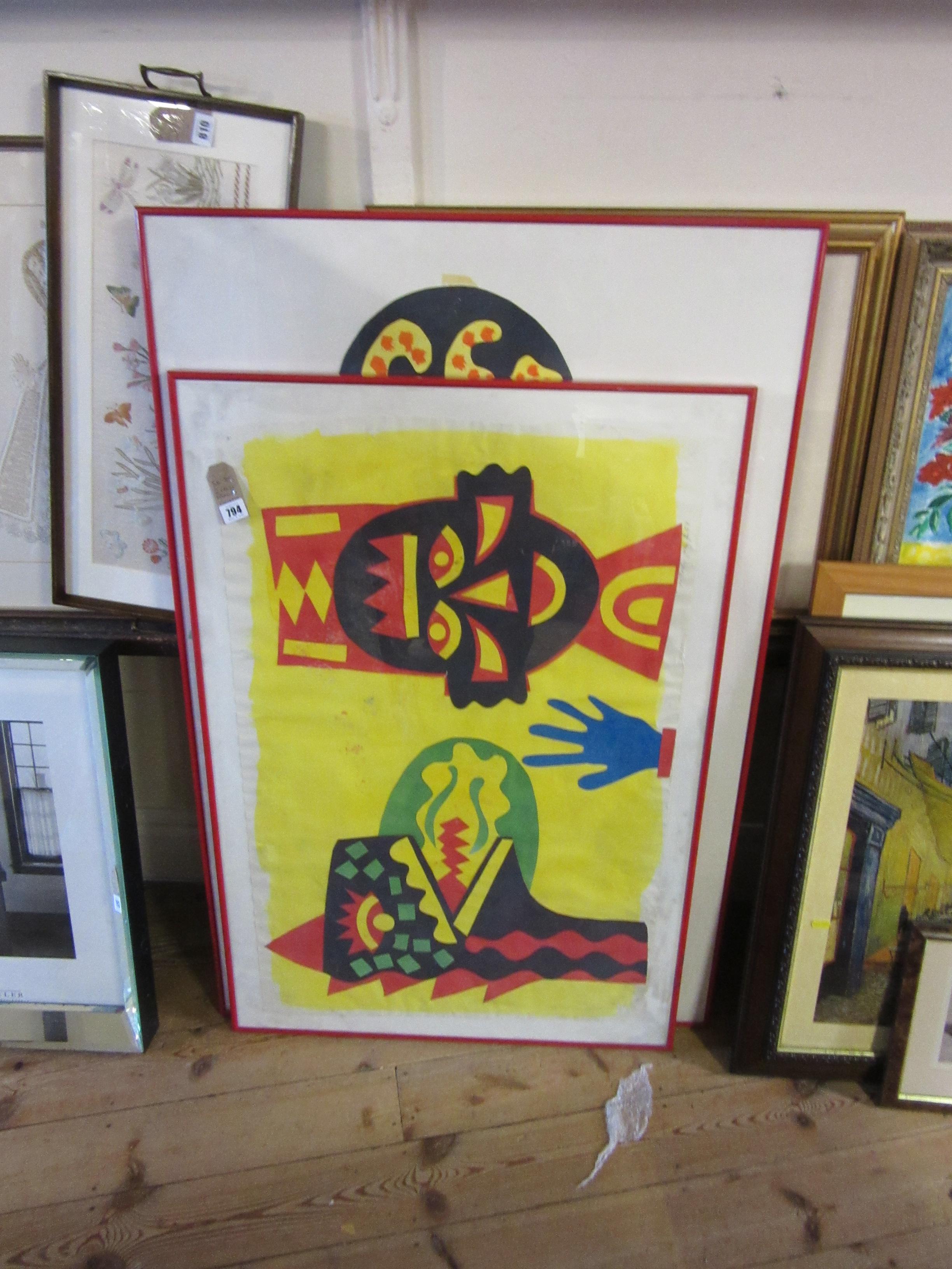 TWO LARGE FRAMED COLLAGES Image