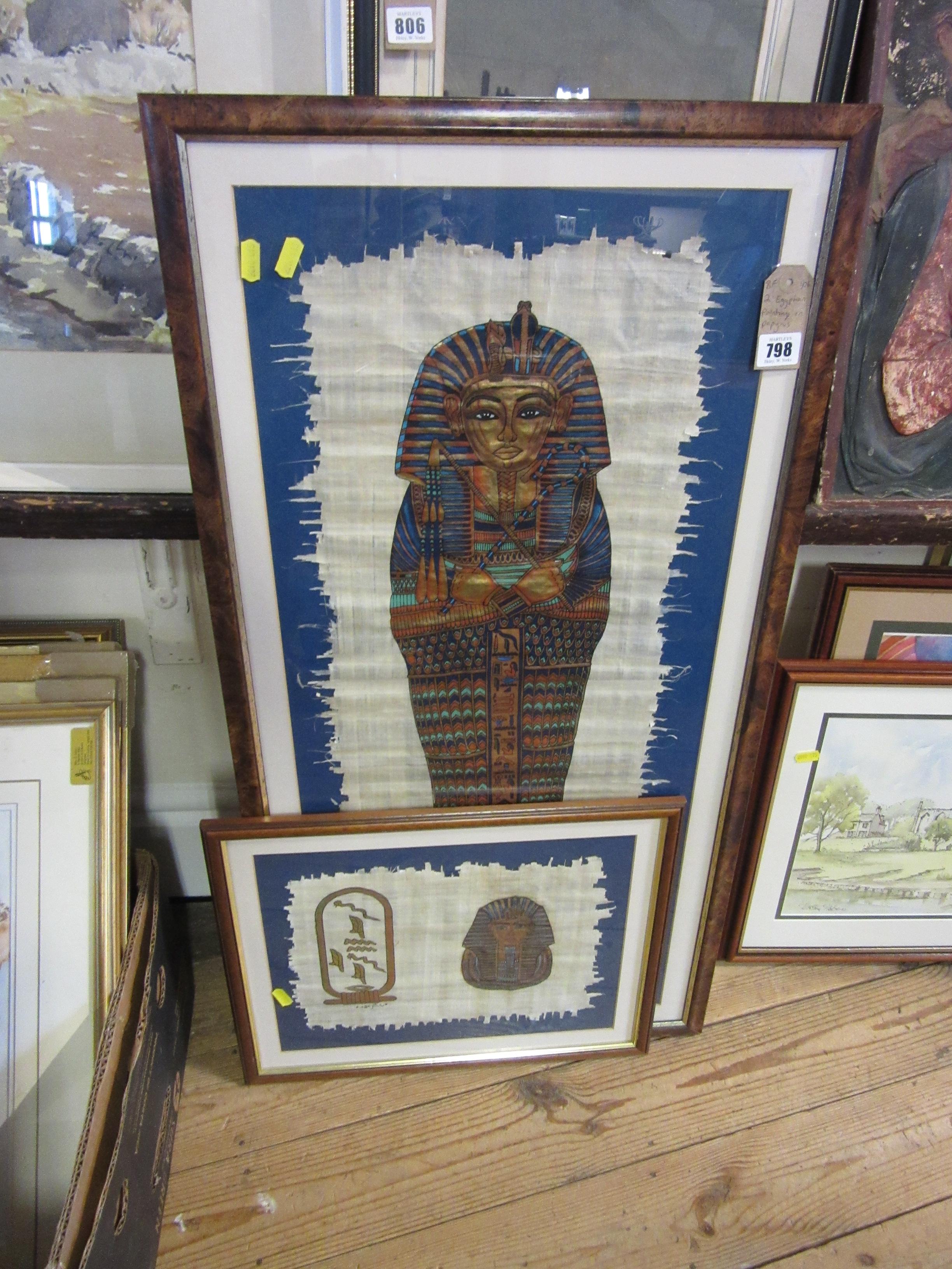 TWO EGYPTIAN PAINTINGS ON PAPYRUS Image