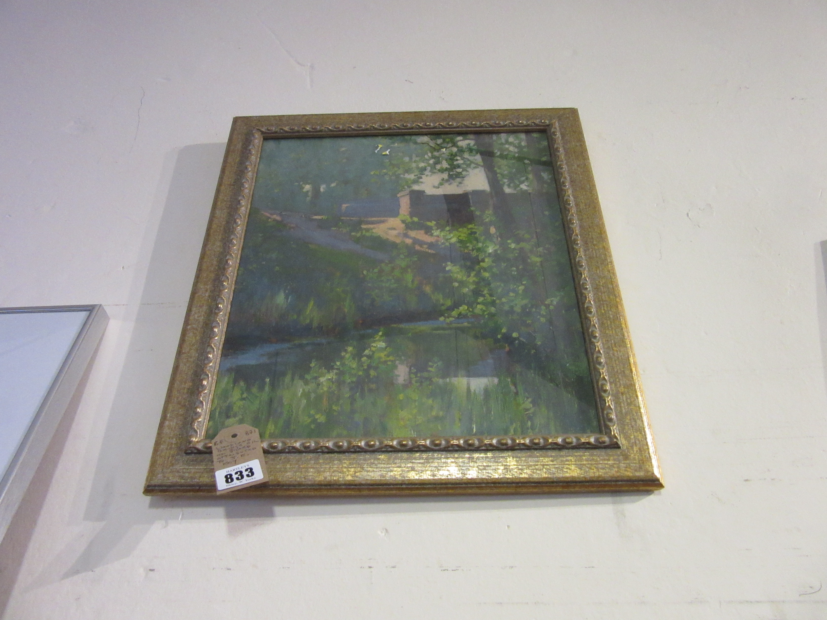 WOODLAND BRIDGE OIL ON BOARD ATTRIBUTED TO J E KEY Image