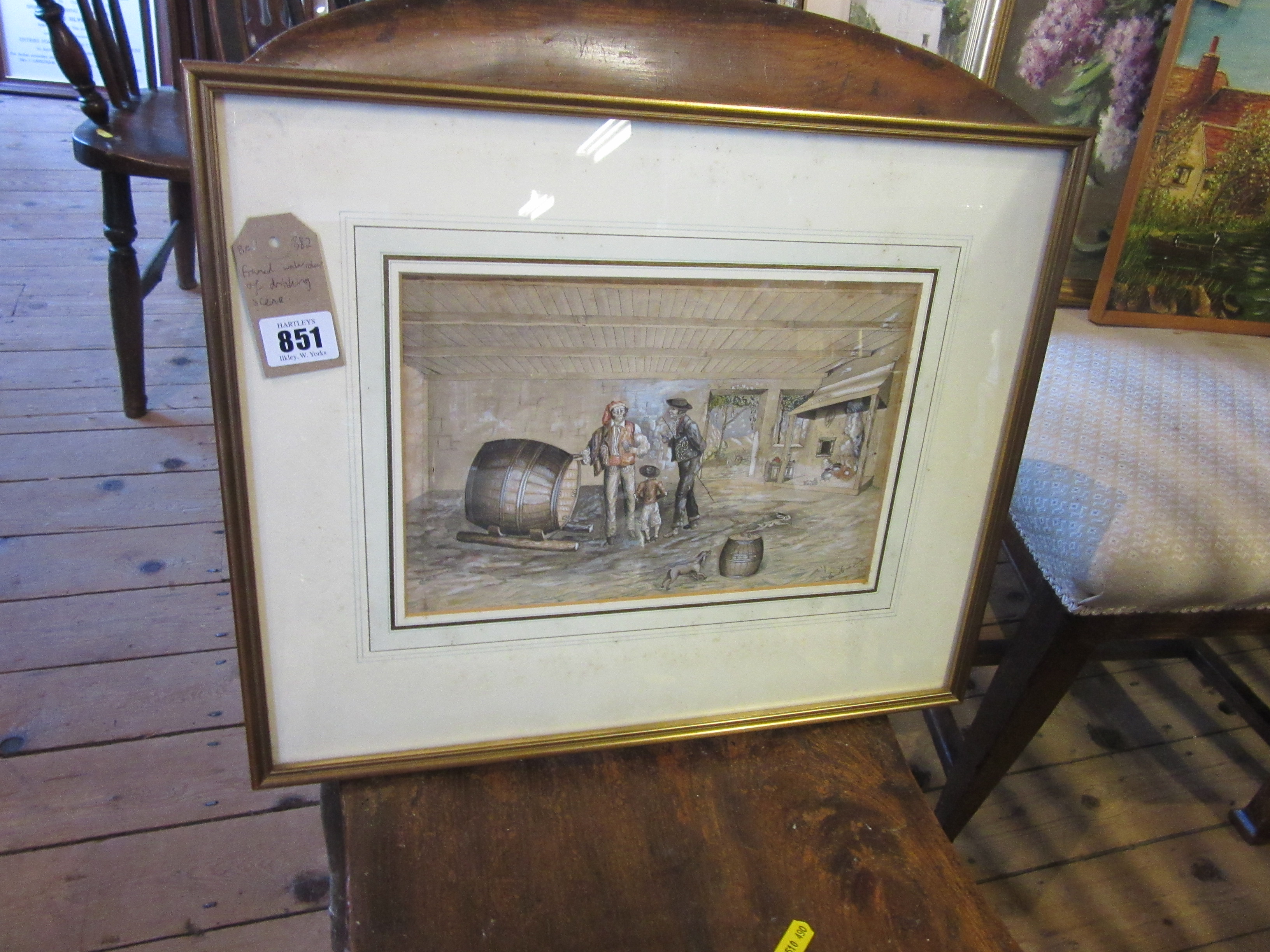 FRAMED WATERCOLOUR DRINKING SCENE Image