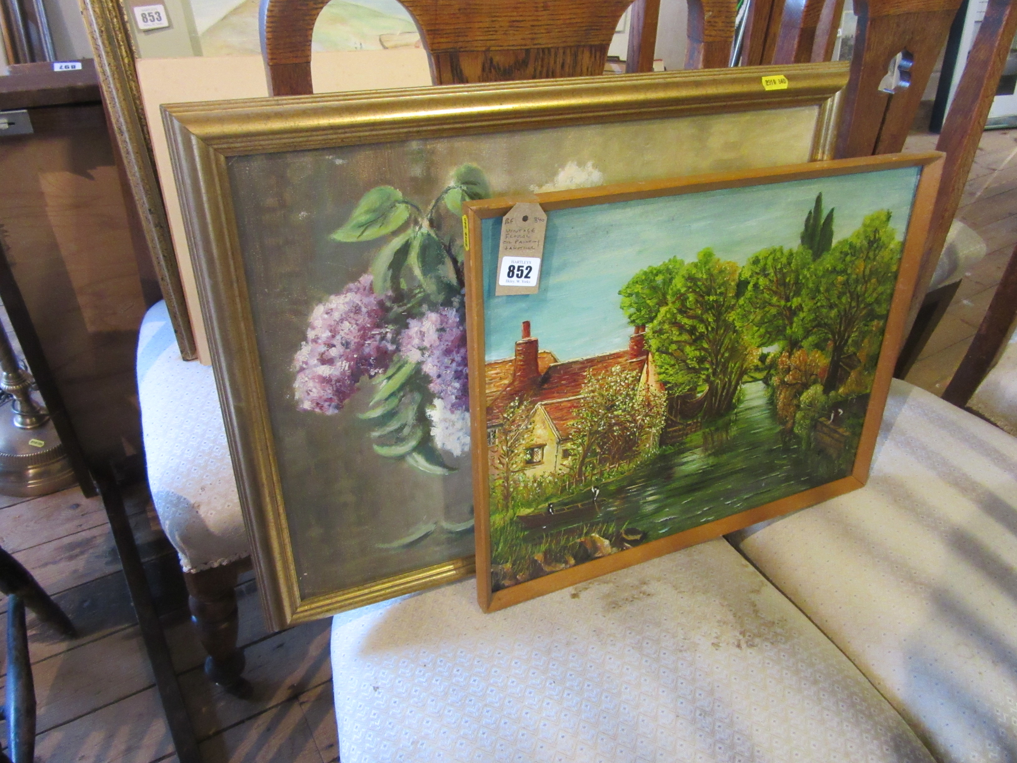 VINTAGE FLORAL OIL PAINTING AND ANOTHER Image