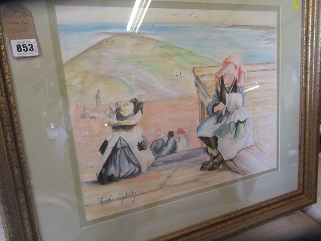 DRAWING SIGNED T C GOTCH AND AN UNFRAMED WATERCOLOUR Image