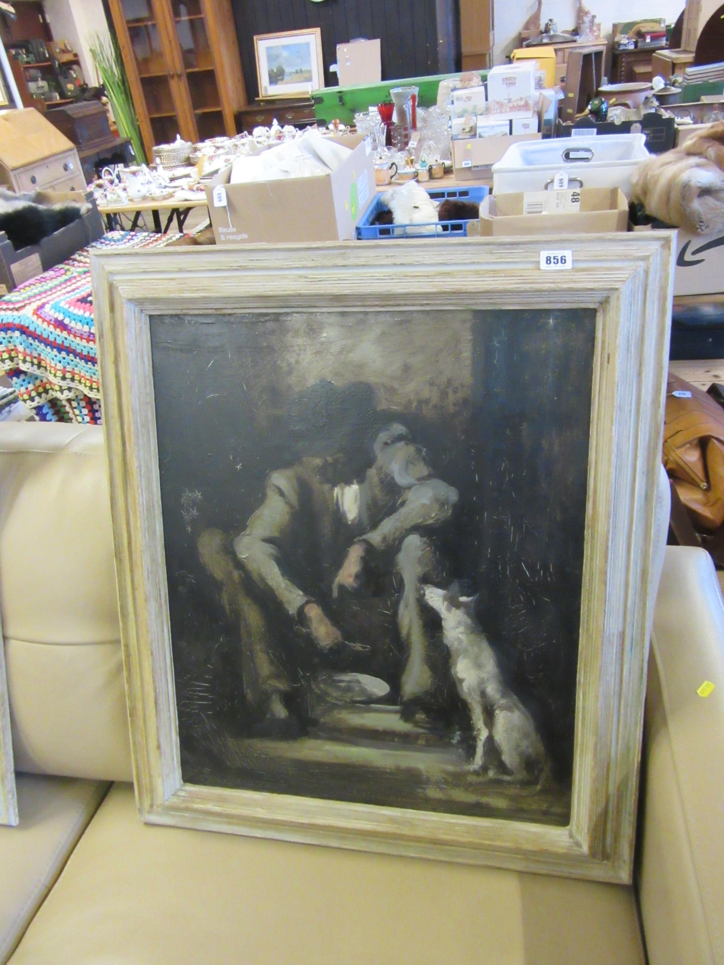 OIL ON CANVAS OF MAN WITH DOG BY ENRIQUE NAVARRO Image