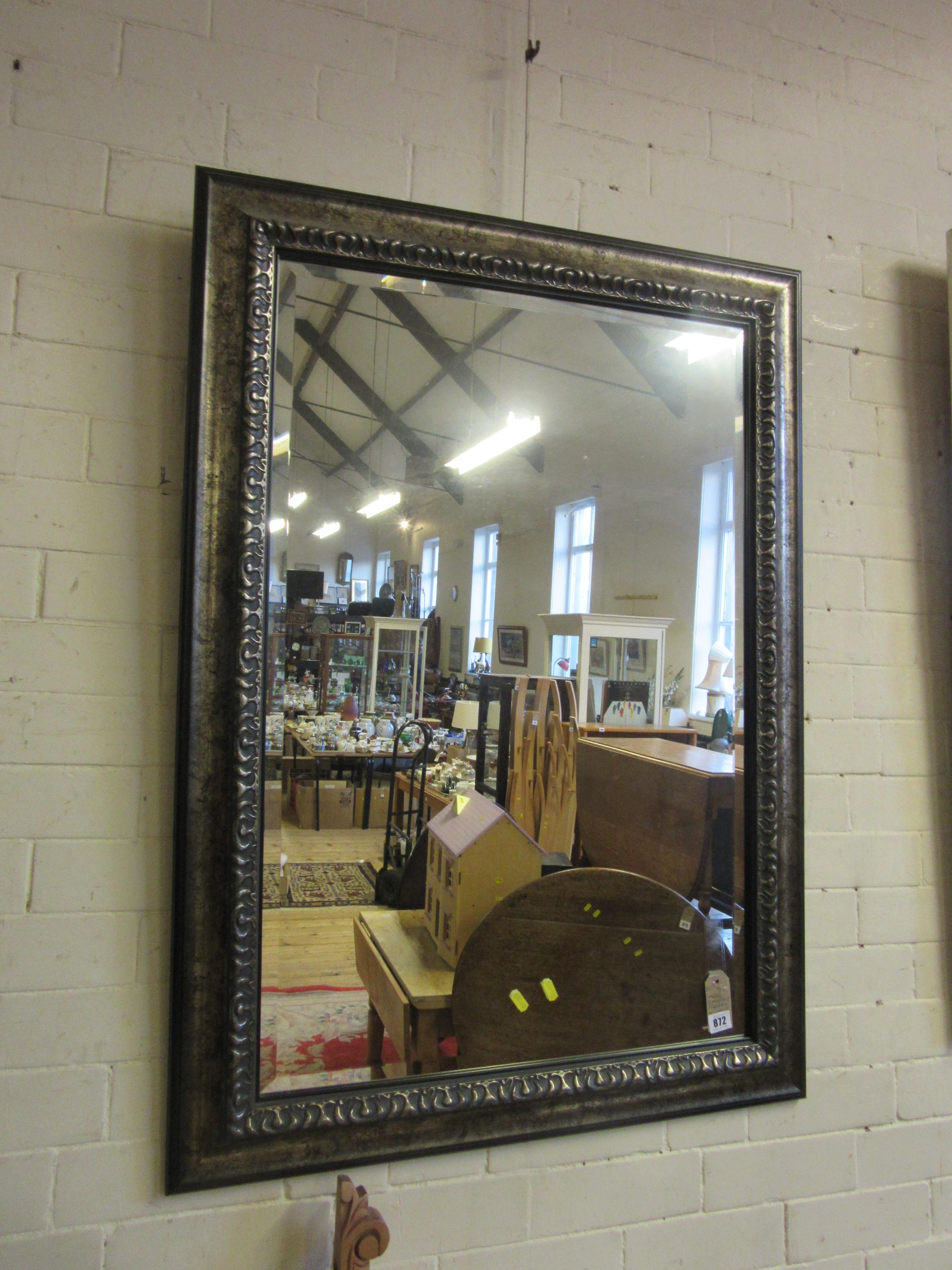 LARGE BLACK AND GOLD FRAMED MIRROR Image