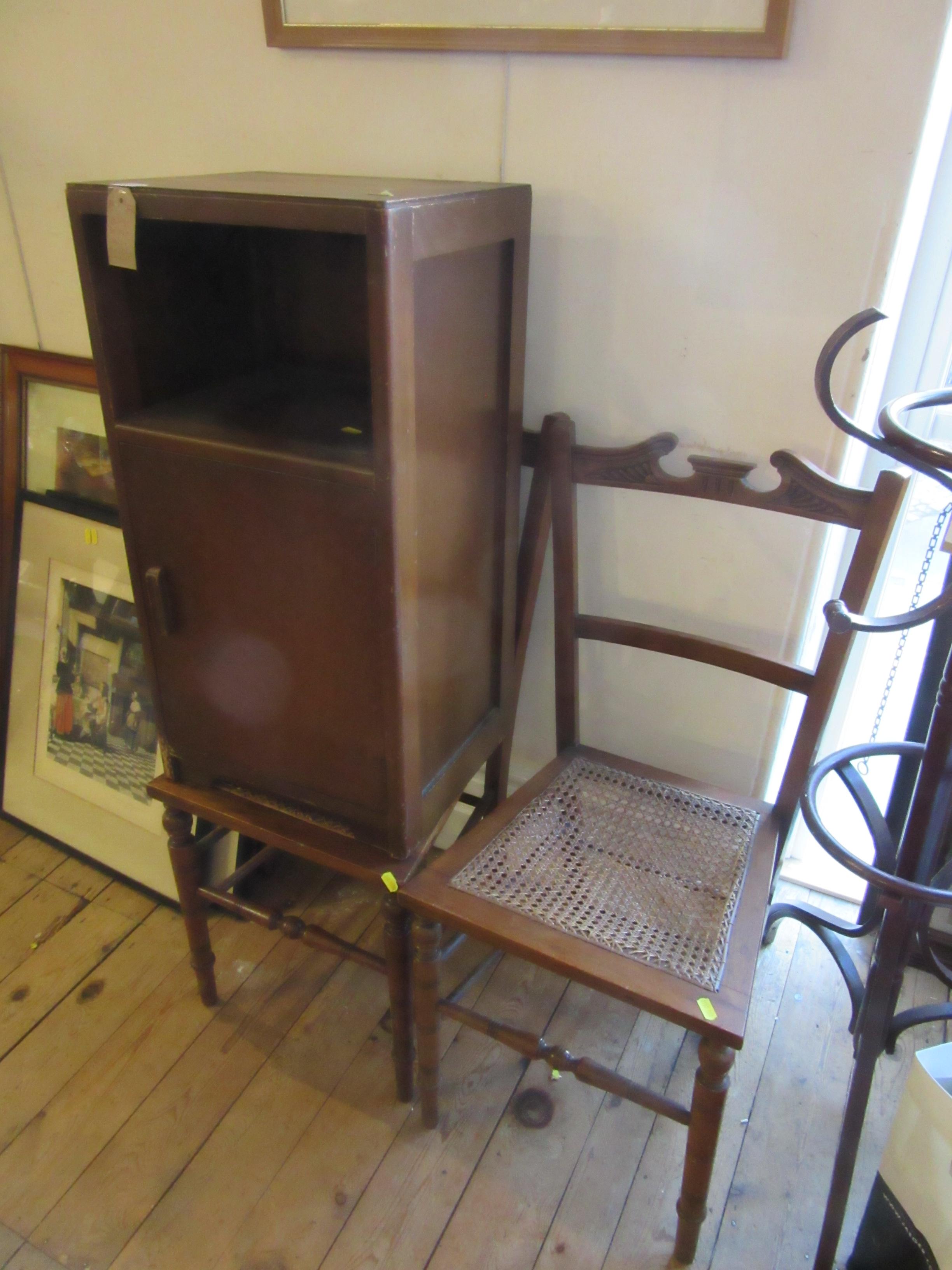 PAIR OF BEDROOM CHAIRS AND A BEDSIDE CABINET Image