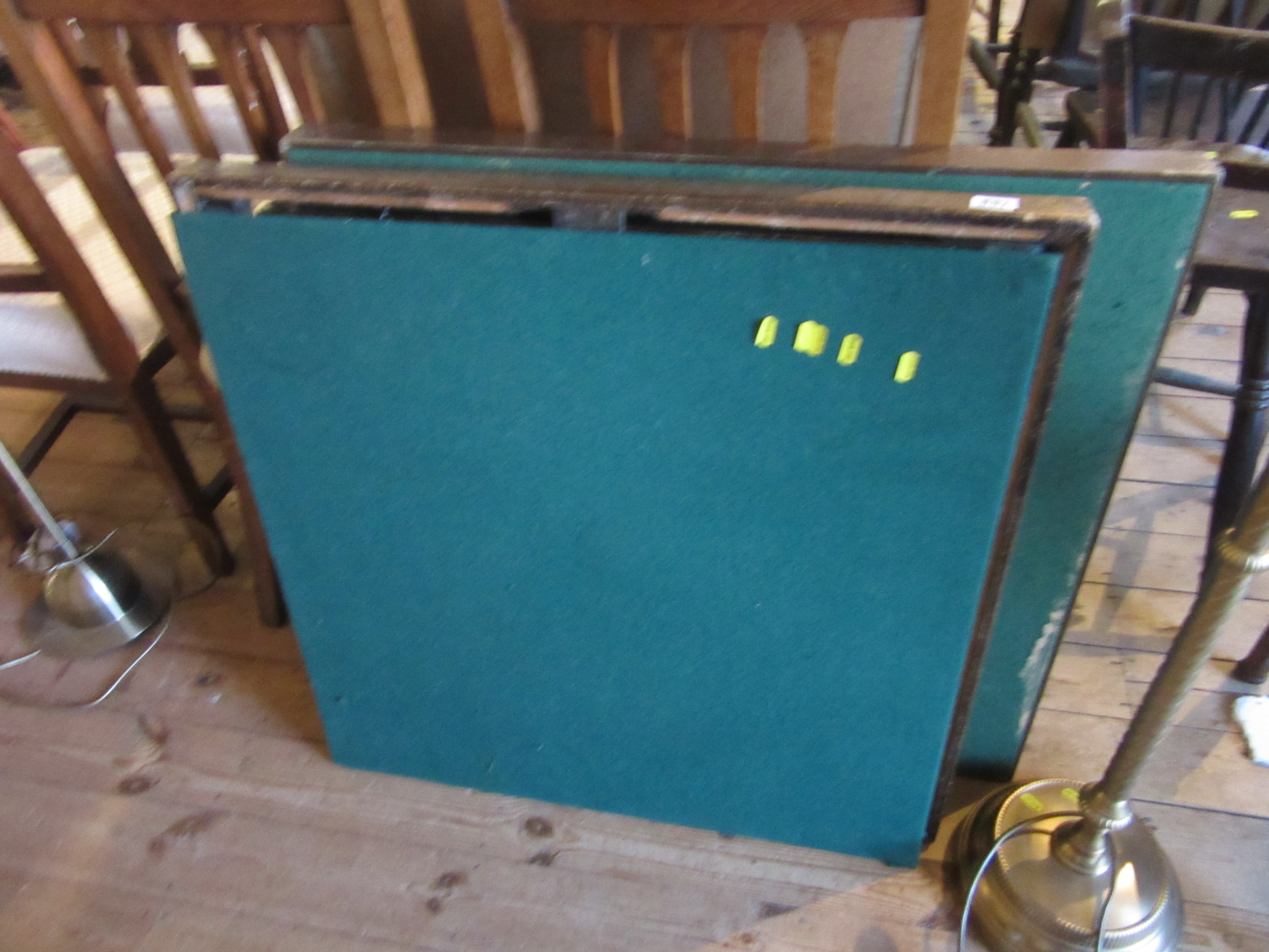 TWO FOLDING CARD TABLES AND THREE VELVET TABLE COVERS Image