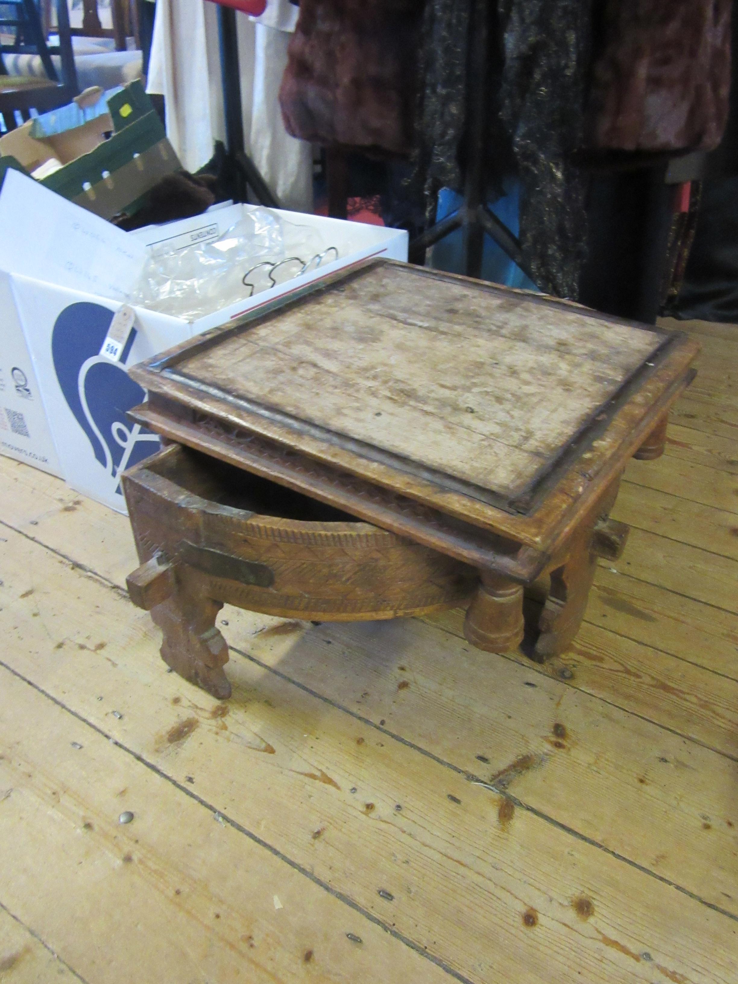 TWO SMALL CARVED TABLES Image