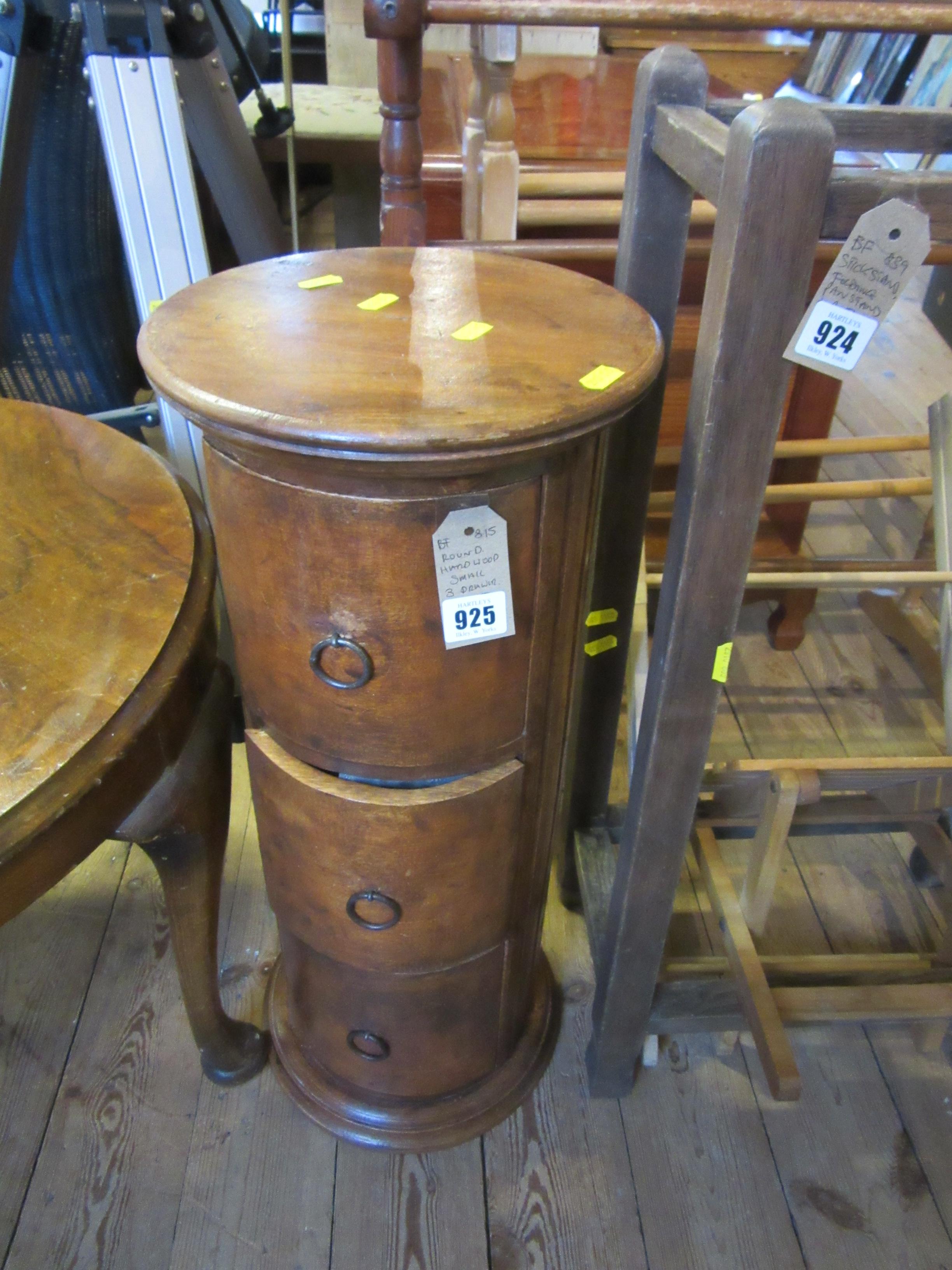 SMALL HARDWOOD CIRCULAR THREE DRAWER CHEST Image