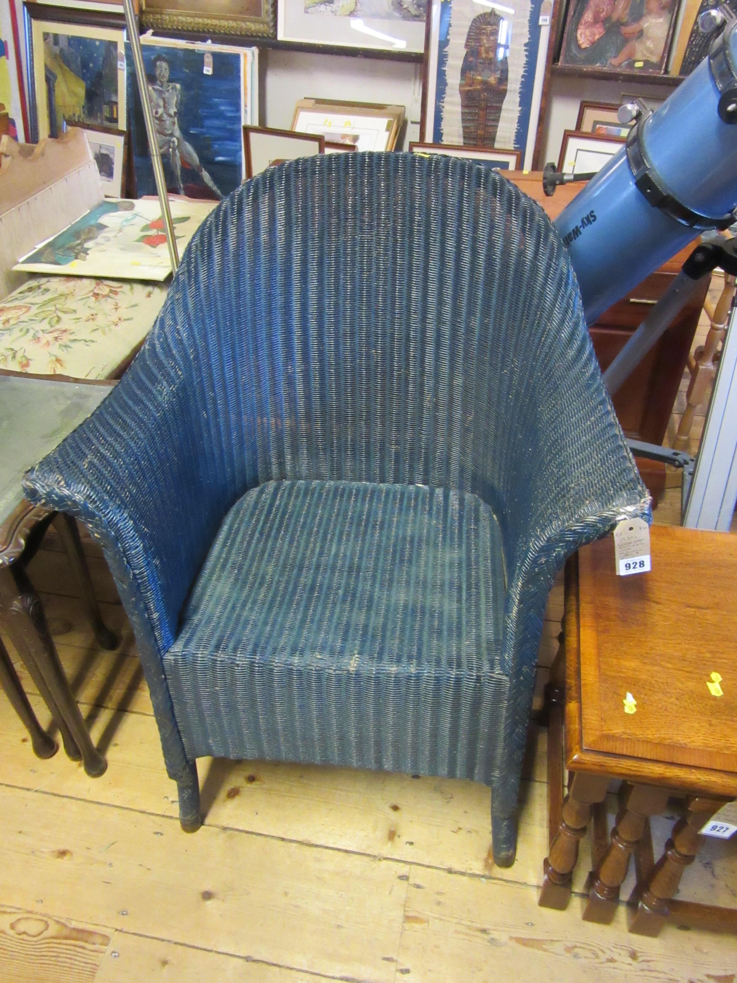 1930S LLOYD LOOM ARMCHAIR WITH ORIGINAL LABEL AND PAINT Image