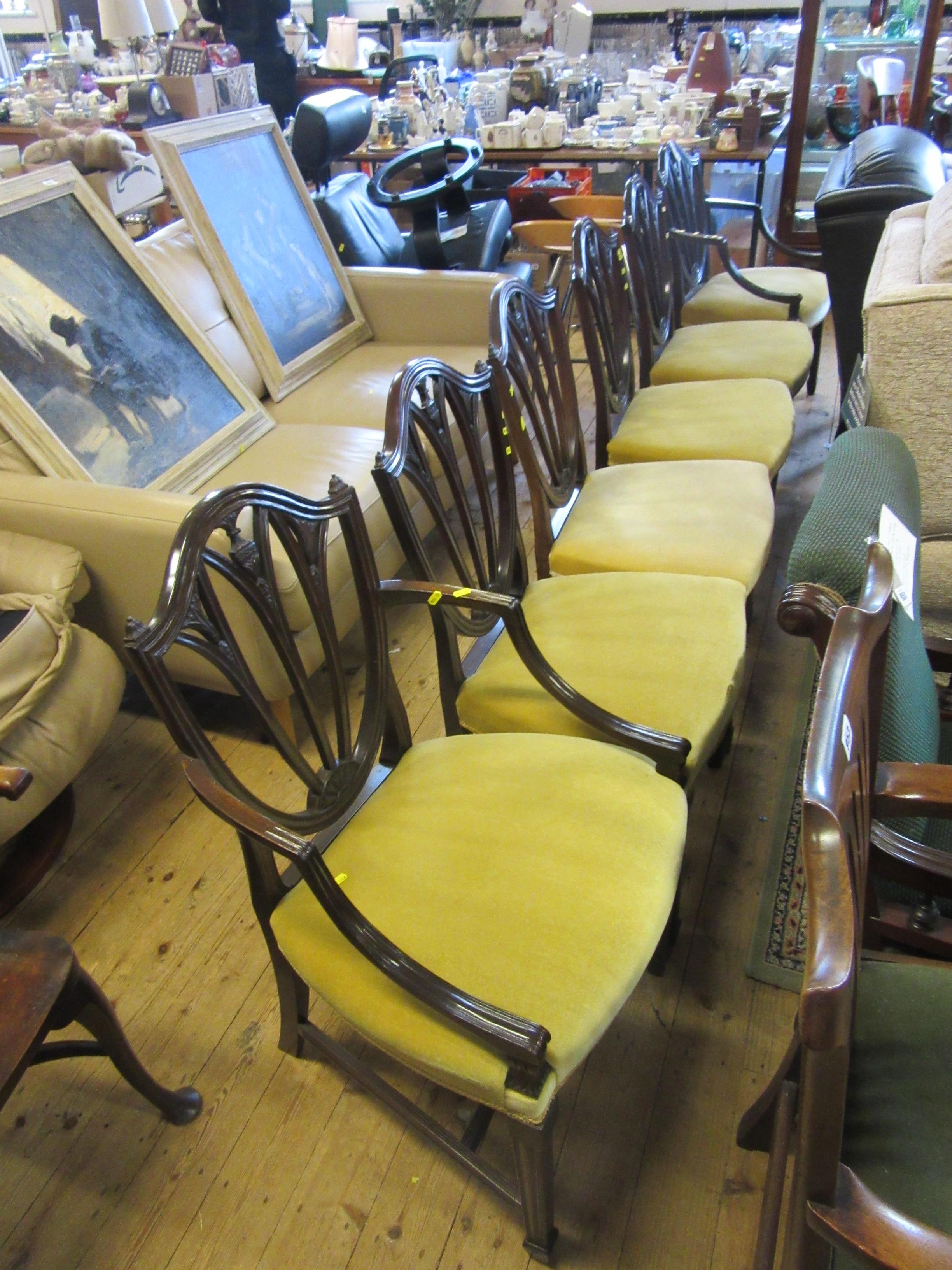 SET OF SIX ANTIQUE MAHOGANY SHIELD BACK CHAIRS Image