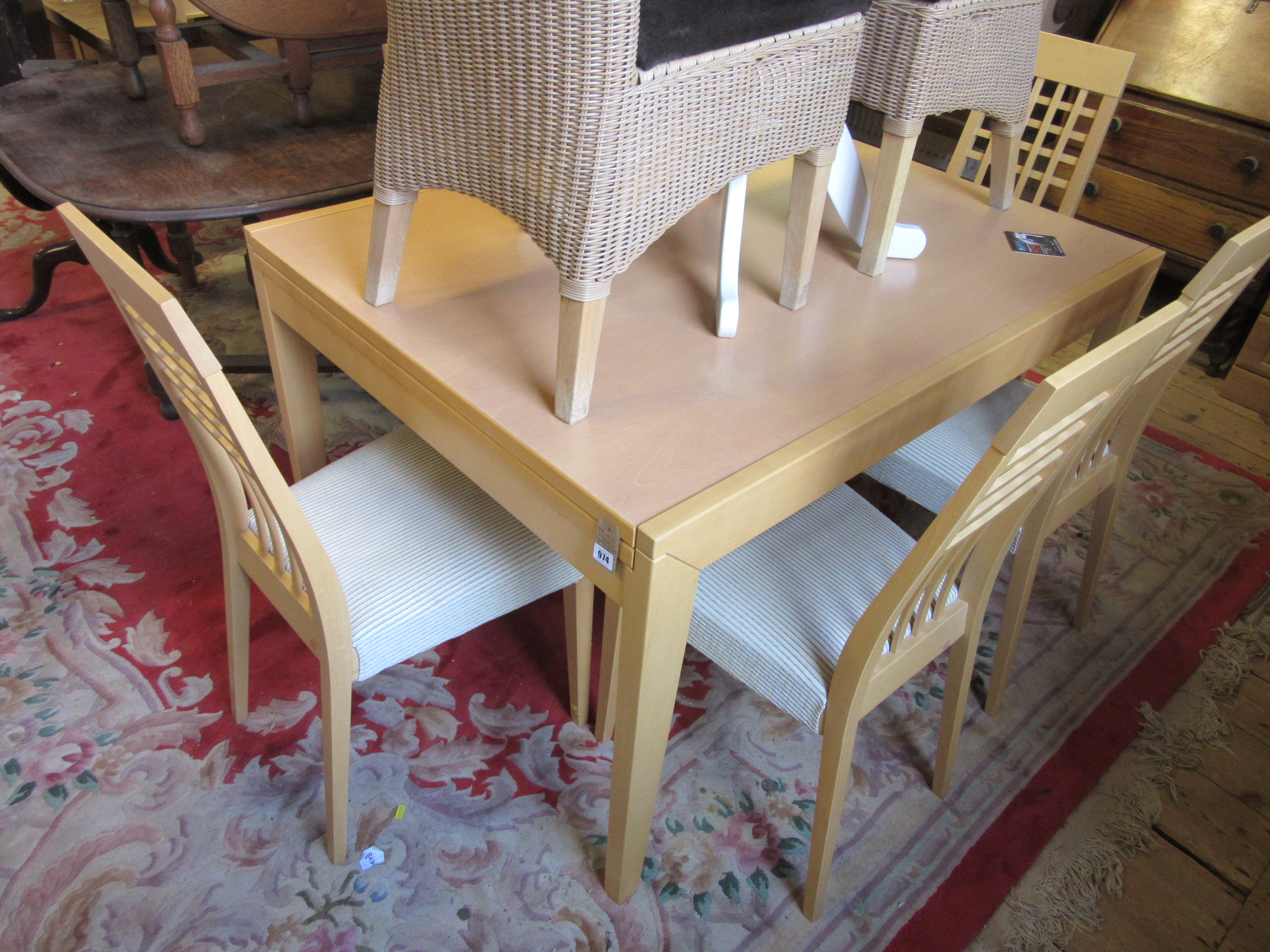 ITALIAN EXTENDING DINING TABLE AND SIX CHAIRS Image