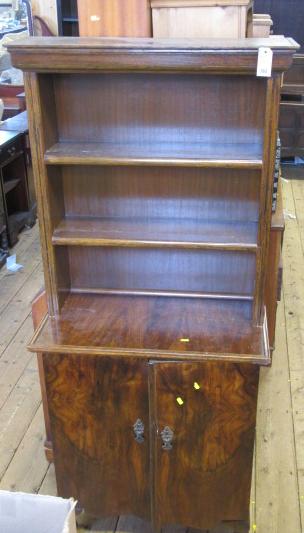 WALNUT BOOKCASE ON CUPBOARD Image
