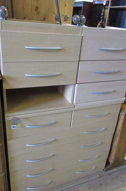 CHEST OF DRAWERS AND TWO BEDSIDE UNITS Image