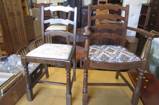 SET OF SIX LADDERBACK DINING CHAIRS Image