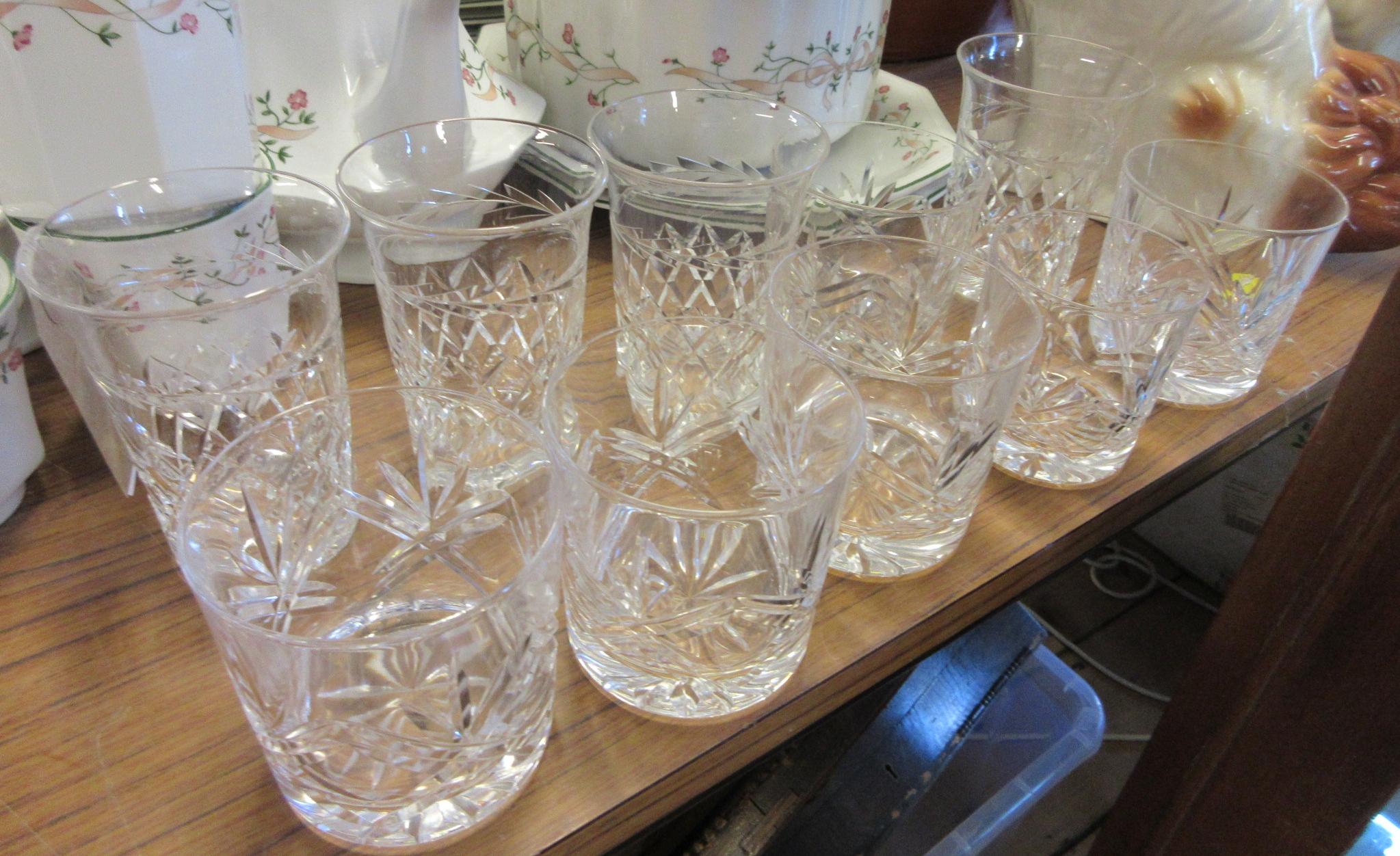 TWO SETS OF CUT DRINKING GLASSES Image