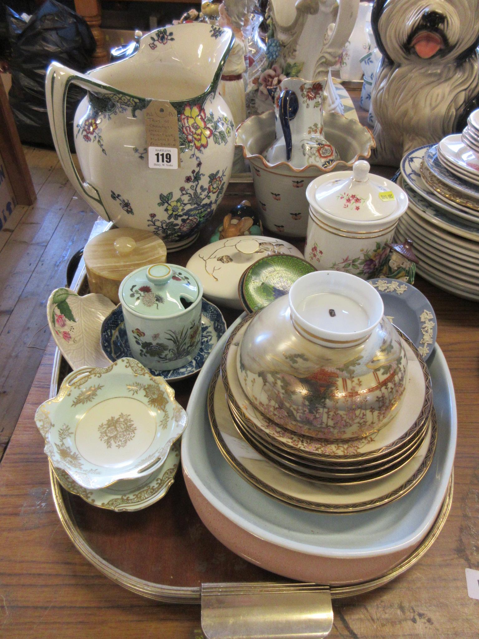 TRAY OF CERAMICS INCLUDING NORITAKE, MASONS AND PENDELFIN Image