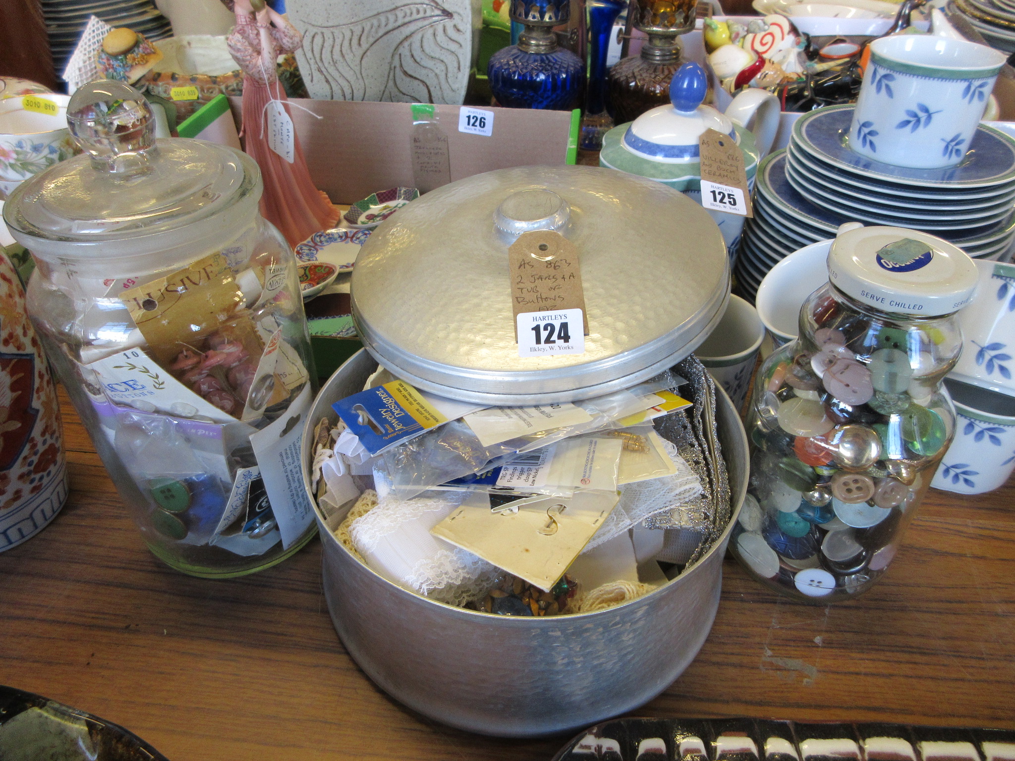 TWO JARS AND A TUB OF BUTTONS ETC Image