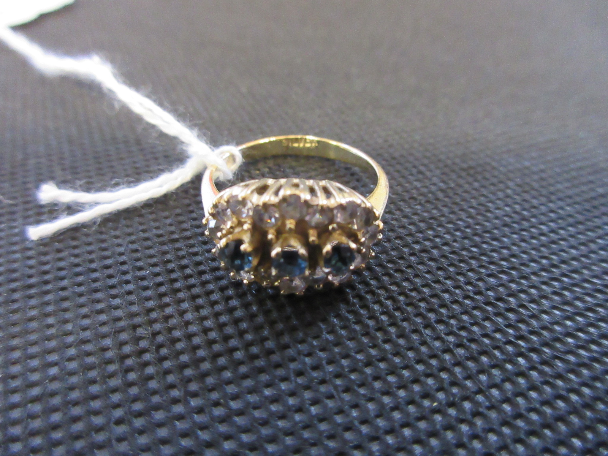 SILVER RING WITH BLUE AND WHITE STONES Image