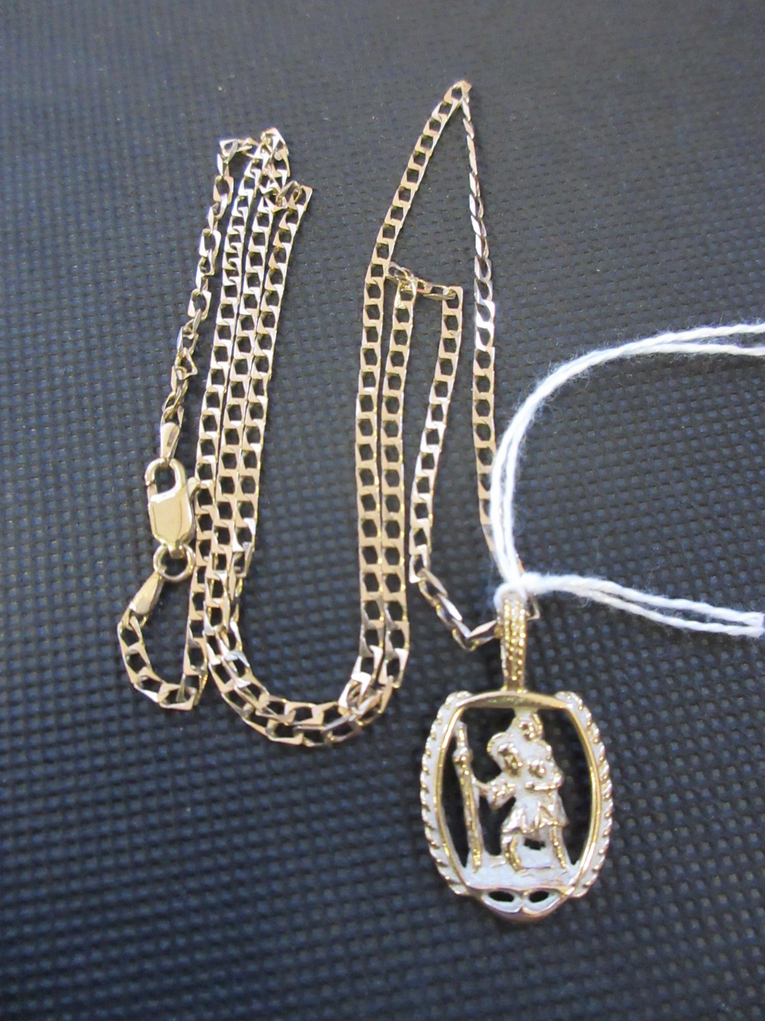 9CT GOLD CHAIN WITH 9CT GOLD ST CHRISTOPHER - 5.2G Image