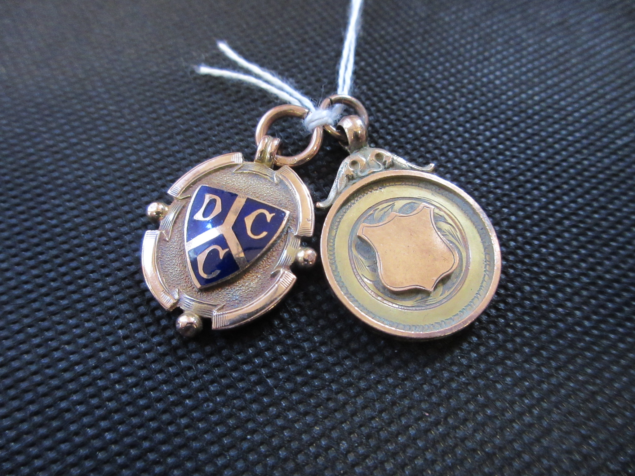 TWO 9CT GOLD CRICKETING FOBS - 12.8G Image