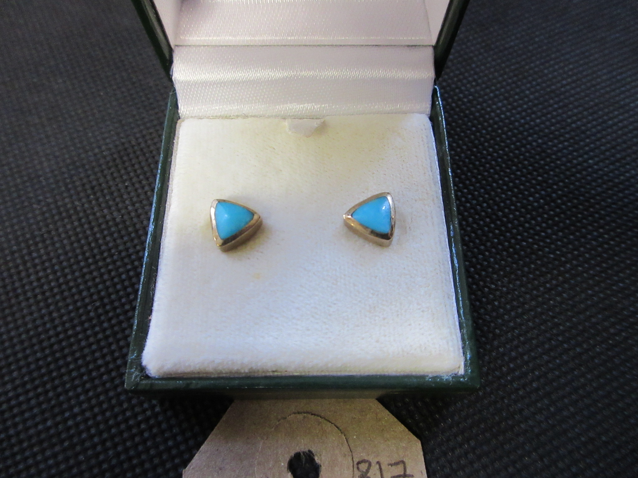 GOLD AND TURQUOISE STUD EARRINGS Image