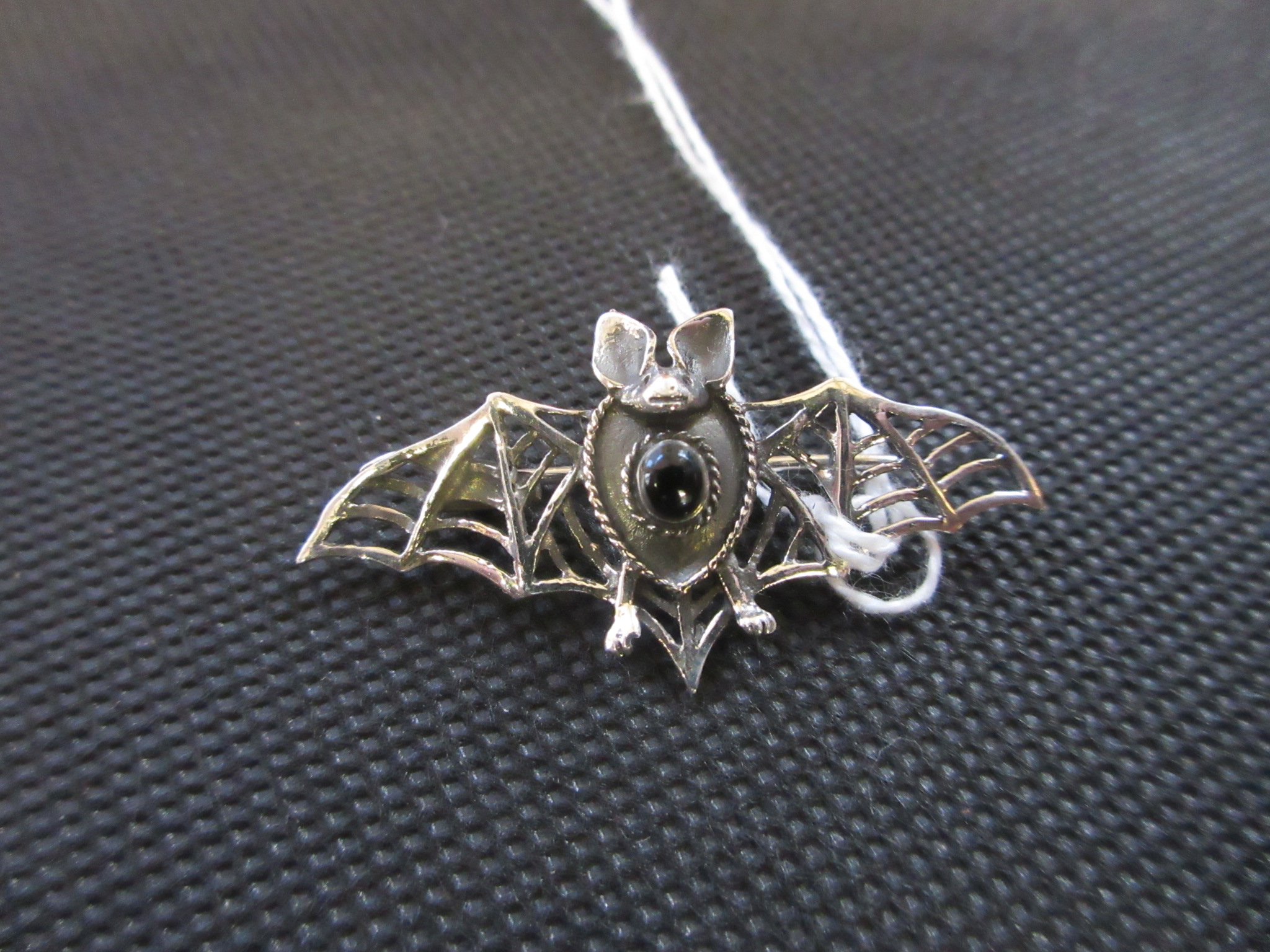 SILVER AND JET BAT BROOCH Image