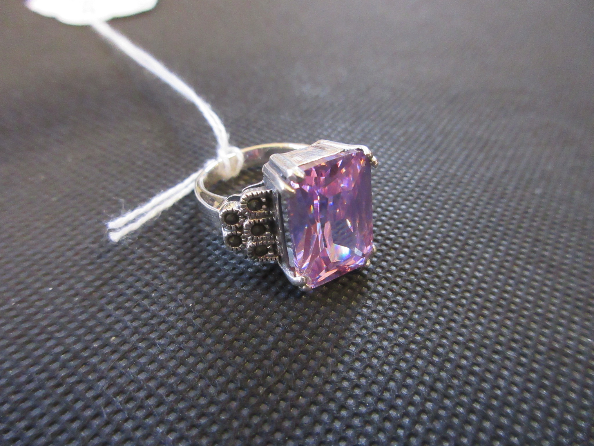 LAVENDER STONE AND MARCASITE SILVER RING Image