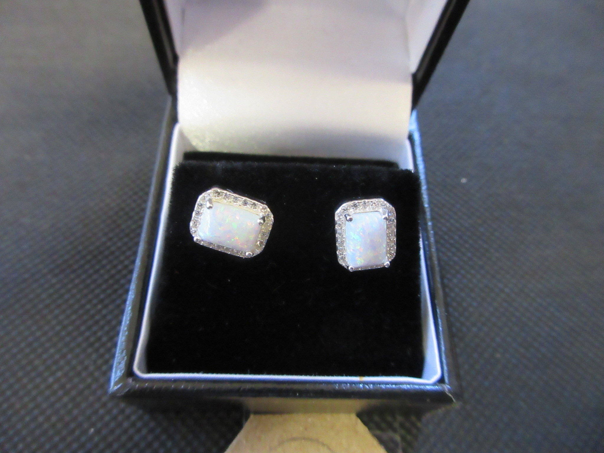 PAIR OF OPAL SET SILVER STUD EARRINGS Image