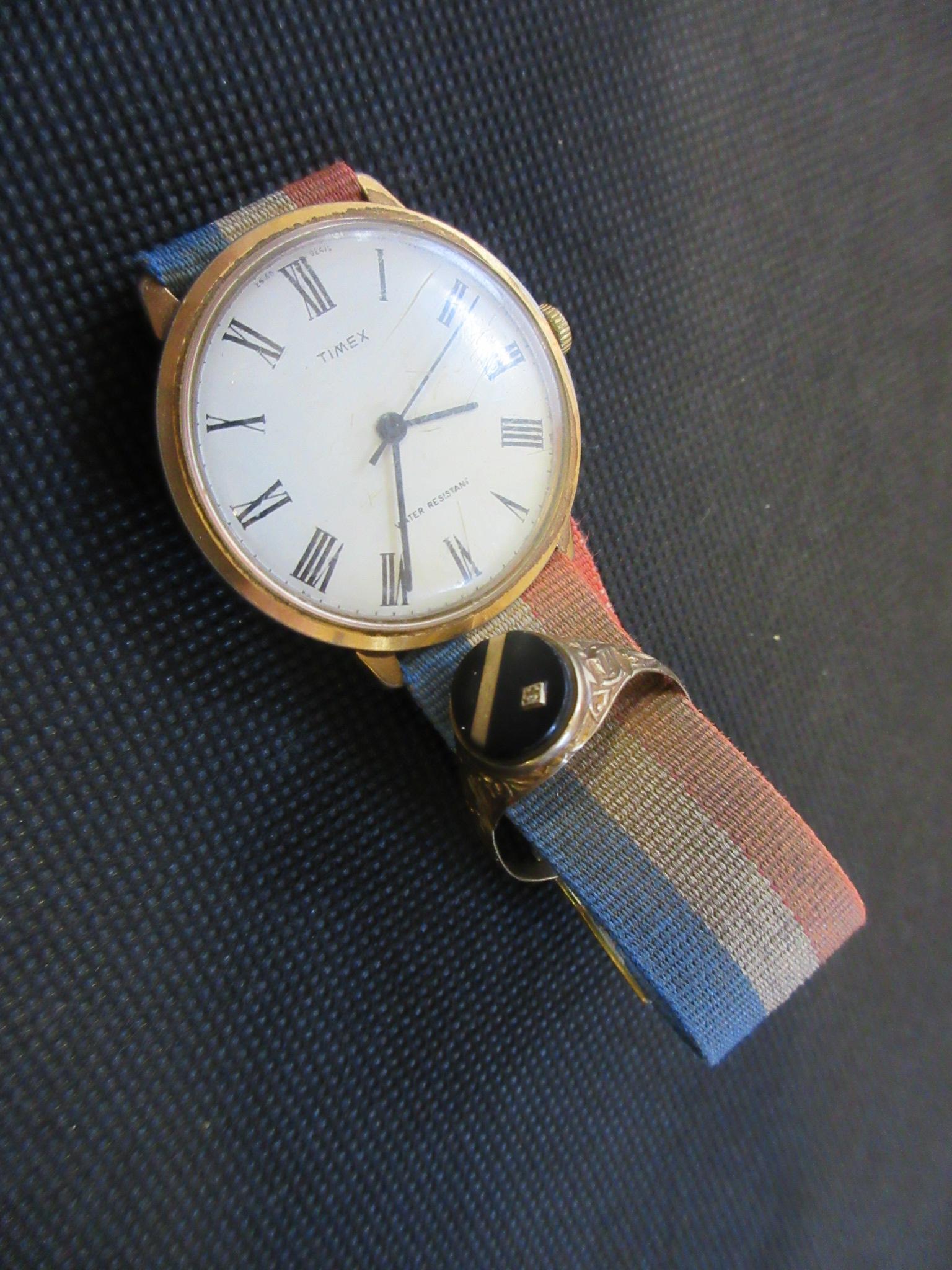 TIMEX WATCH AND A 9CT RING Image