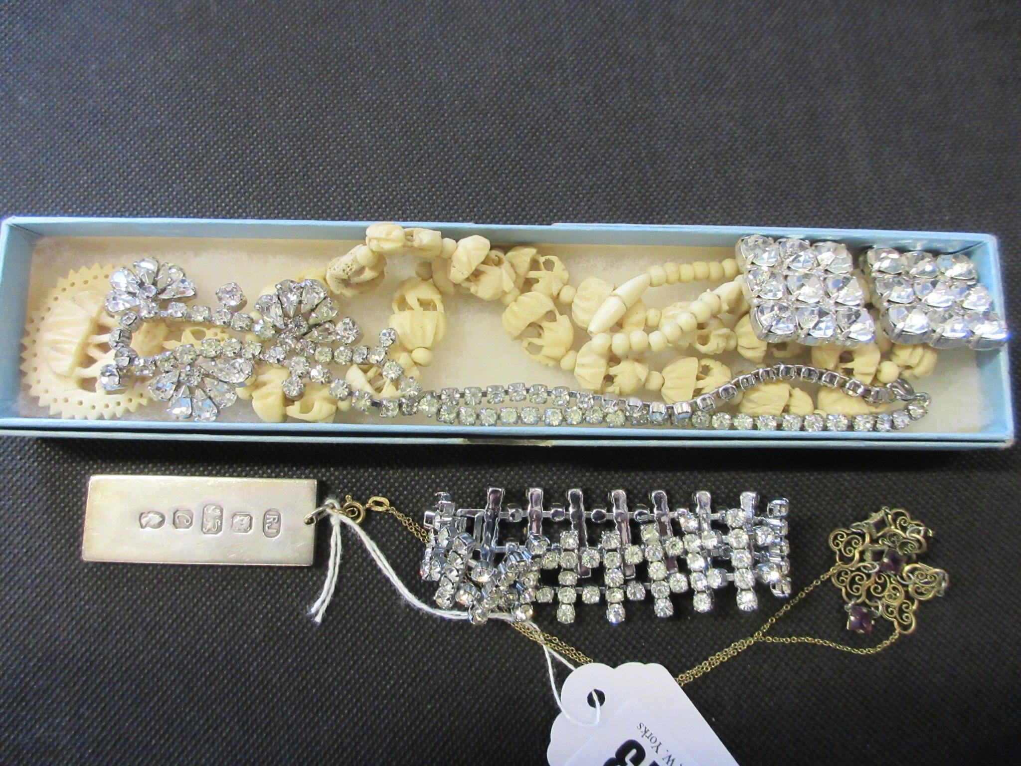 SILVER INGOT PENDANT WITH COSTUME JEWELLERY Image