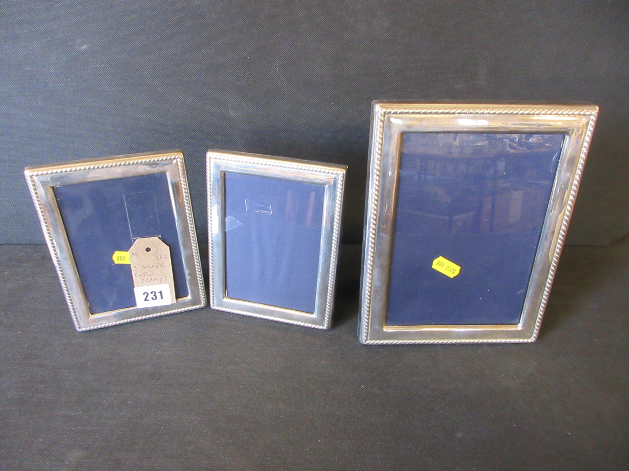 THREE SILVER PHOTO FRAMES Image