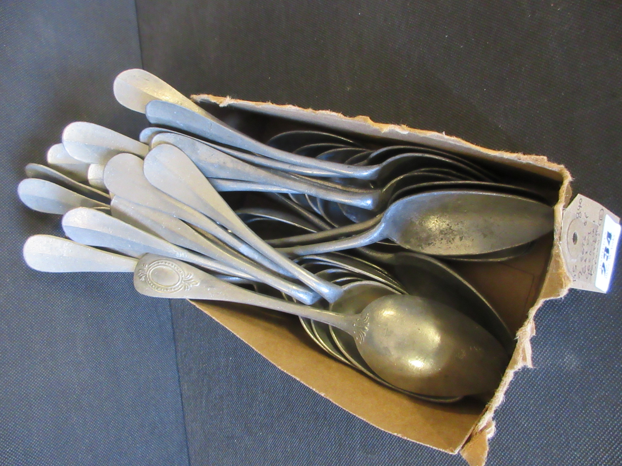 TWO SETS OF EARLY GEORGIAN PEWTER SPOONS Image
