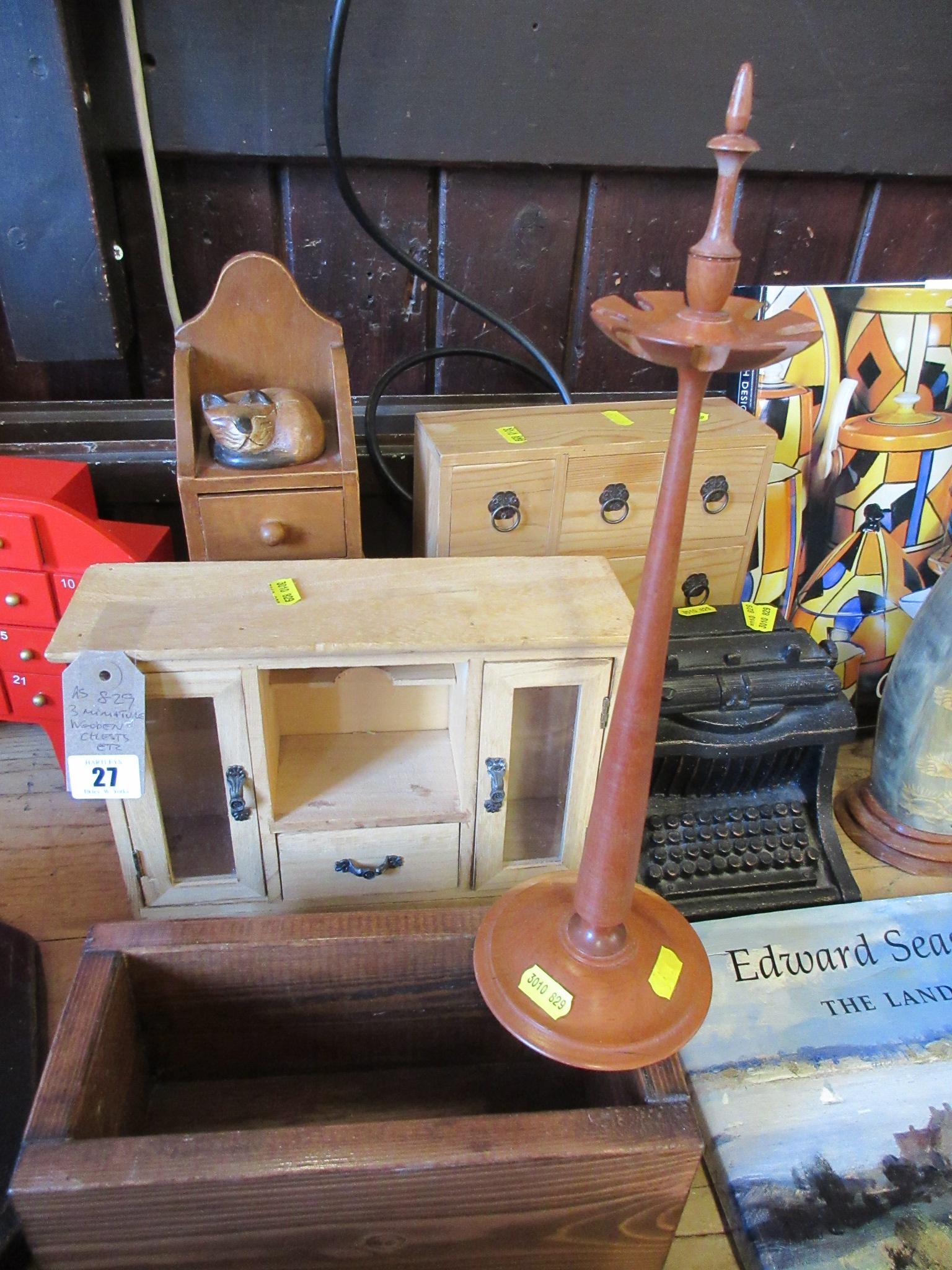 THREE MINIATURE WOODEN CHESTS ETC Image