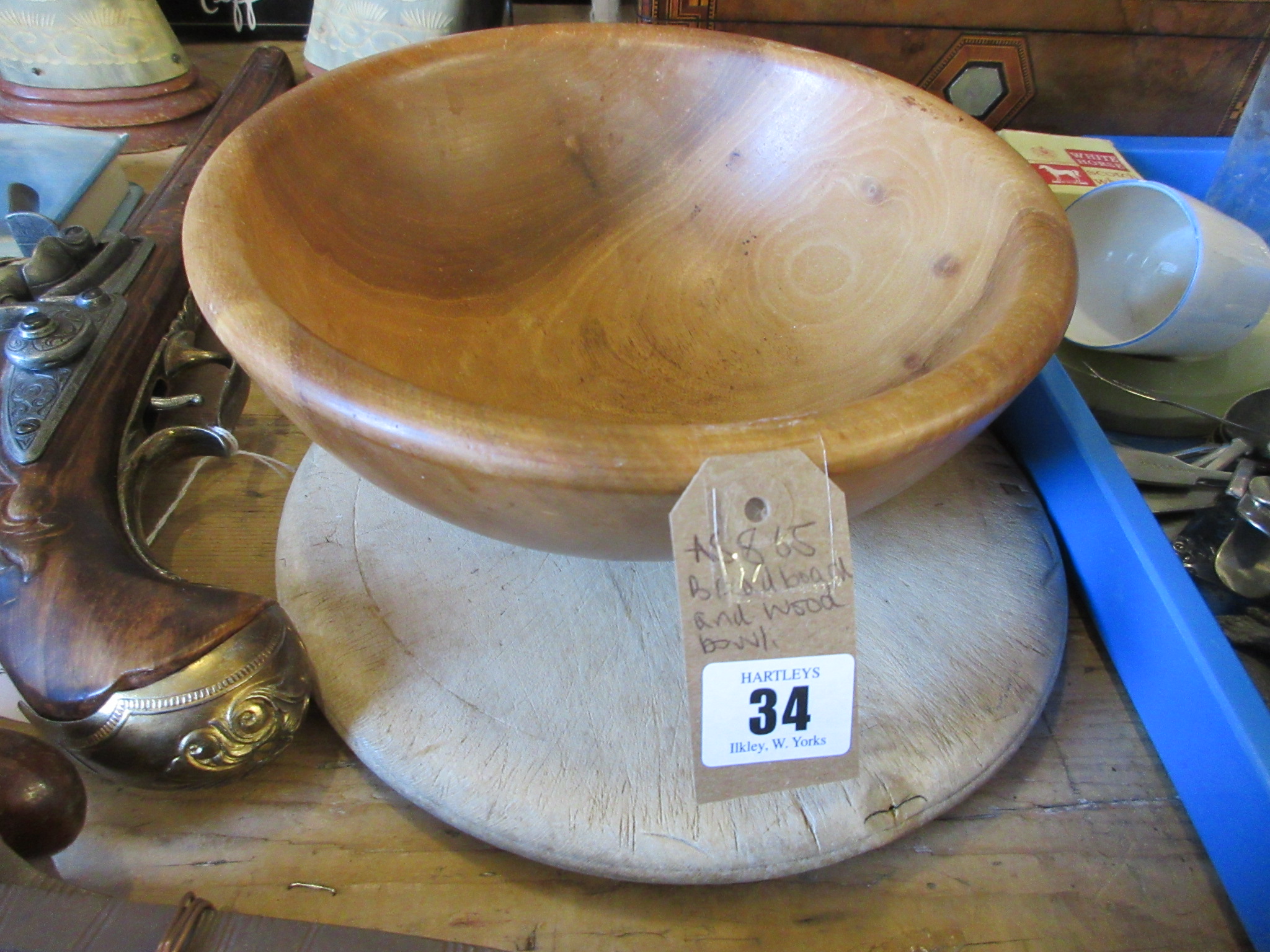 BREAD BOARD AND WOODEN BOWL Image
