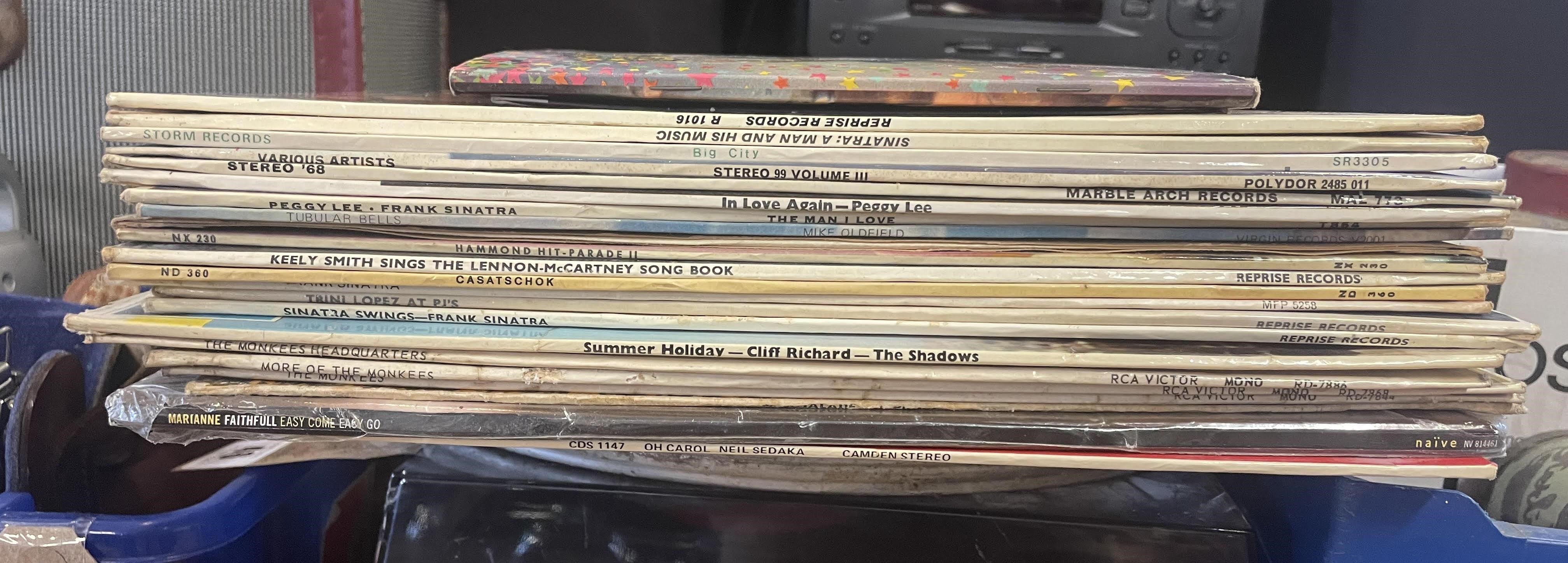 QUANTITY OF LP RECORDS INCLUDING BEATLES AND THE MONKEYS AND A CINE REEL Image