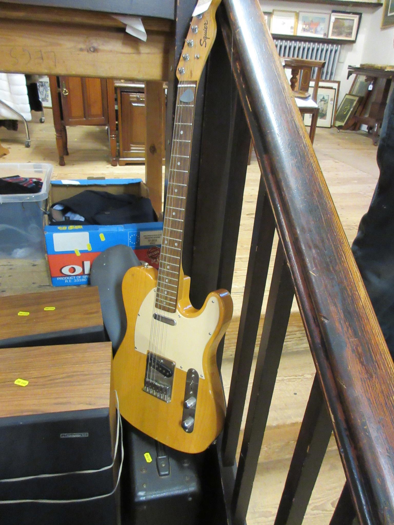 FENDER SQUIER TELE AFFINITY GUITAR AND A YAMAHA AMPLIFER Image