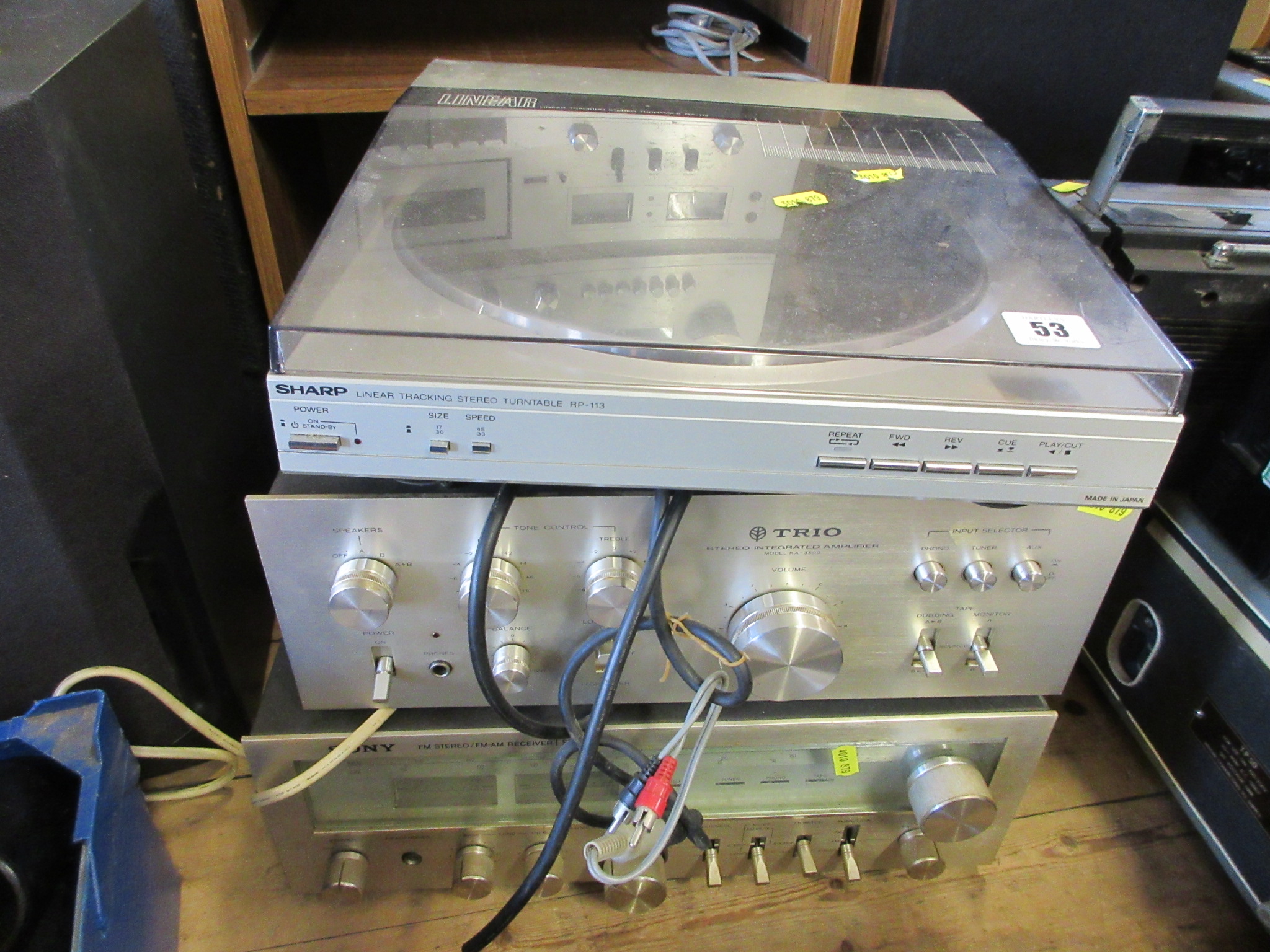 SHARP RECORD DECK TRIO AMP AND SONY RECEIVER Image