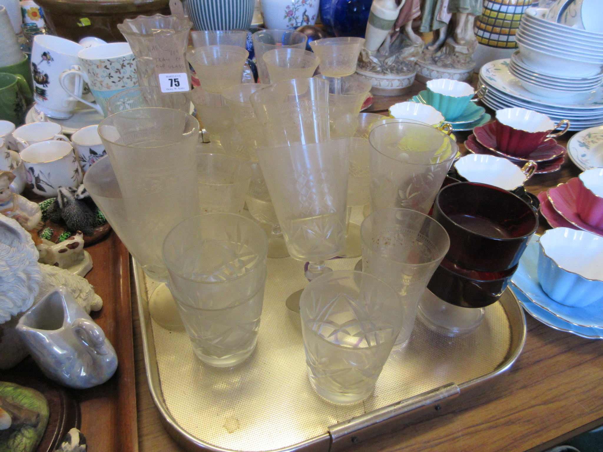 A TRAY OF OLD GLASS Image