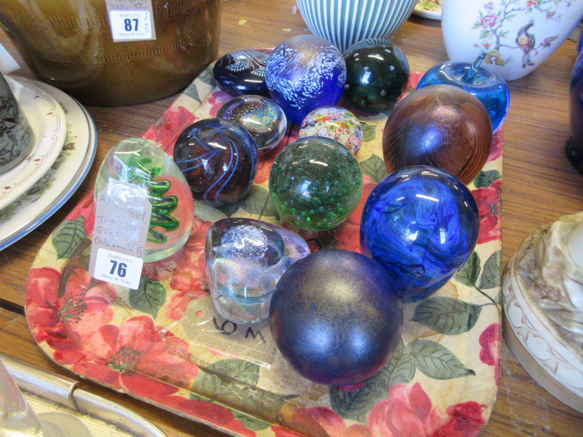 TRAY OF GLASS PAPERWEIGHTS Image