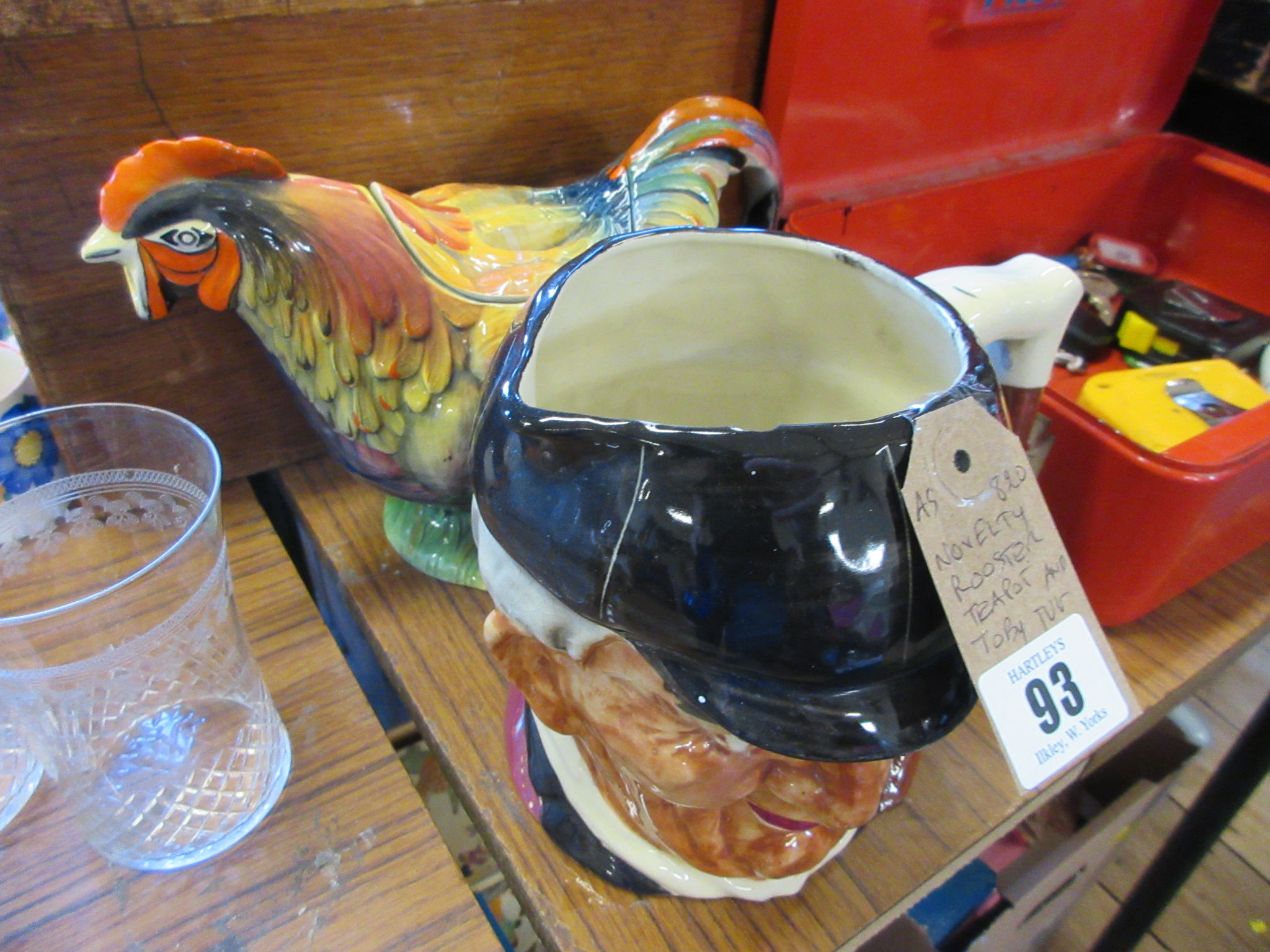 NOVELTY ROOSTER TEAPOT AND A CHARACTER JUG Image
