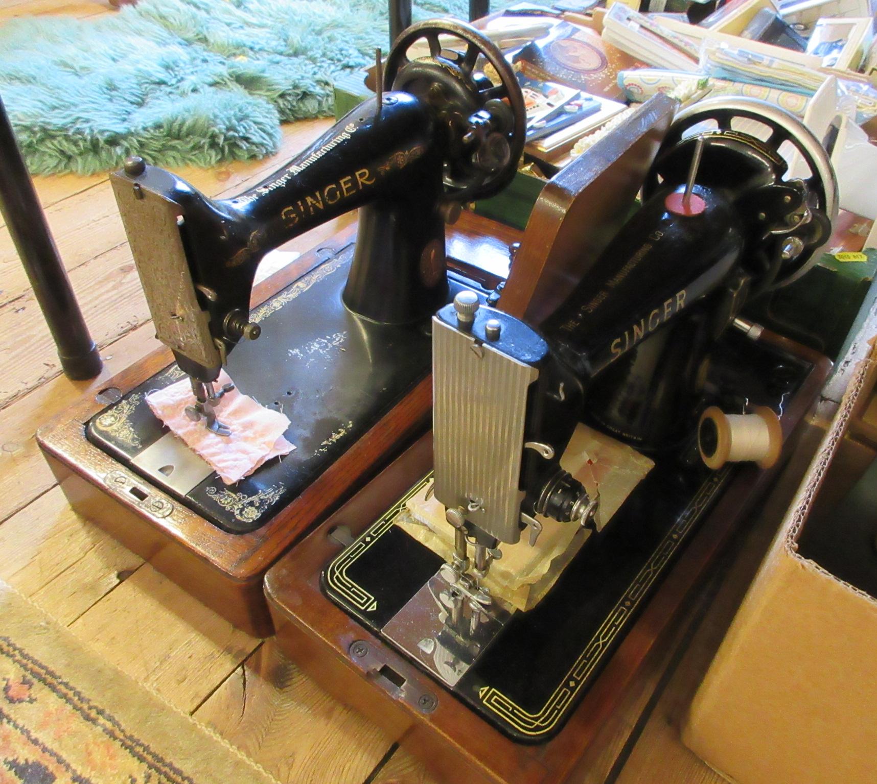 TWO CASED VINTAGE SEWING MACHINES Image