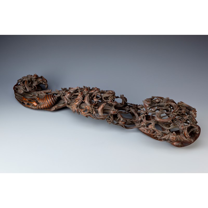 A large chinese wood ruyi sceptre late qing dynasty carved throughout ...