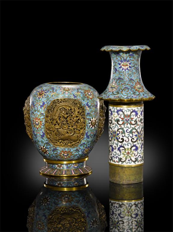 A rare chinese cloisonné revolving vase | Woolley and Wallis
